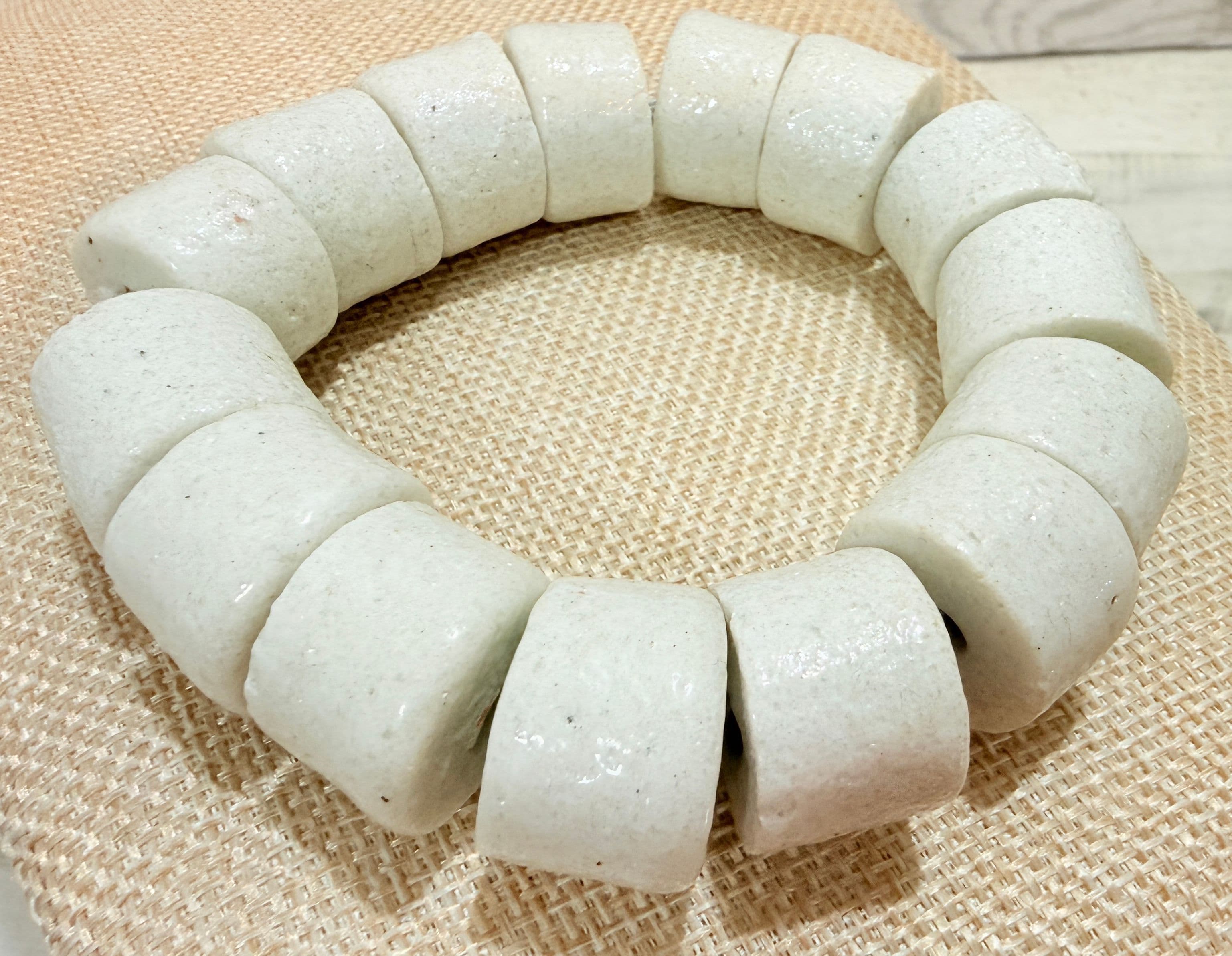 6B. 1800s White African Trade Bead Bracelet