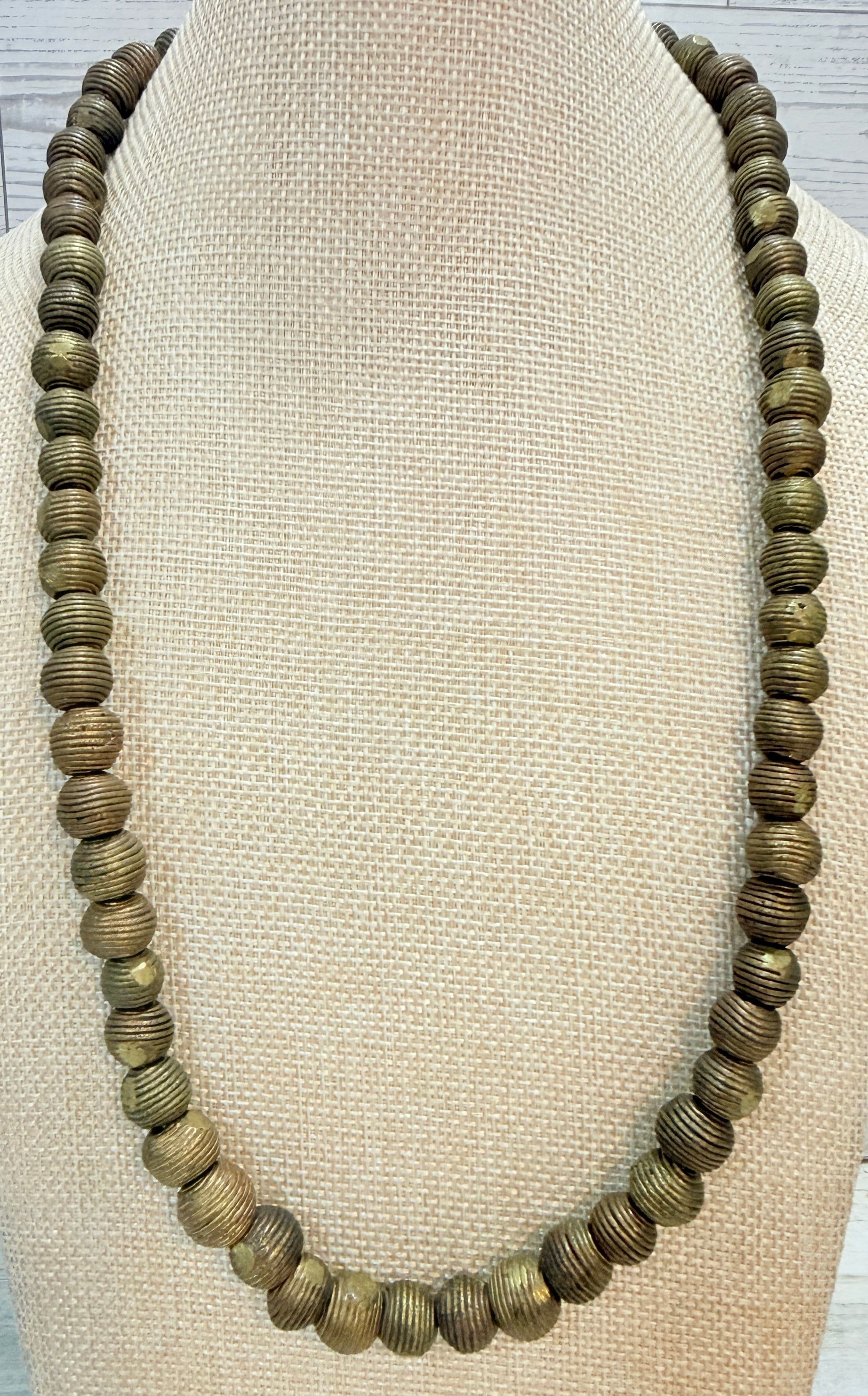 6V. 1900s Ghanaian Brass Bead Necklace