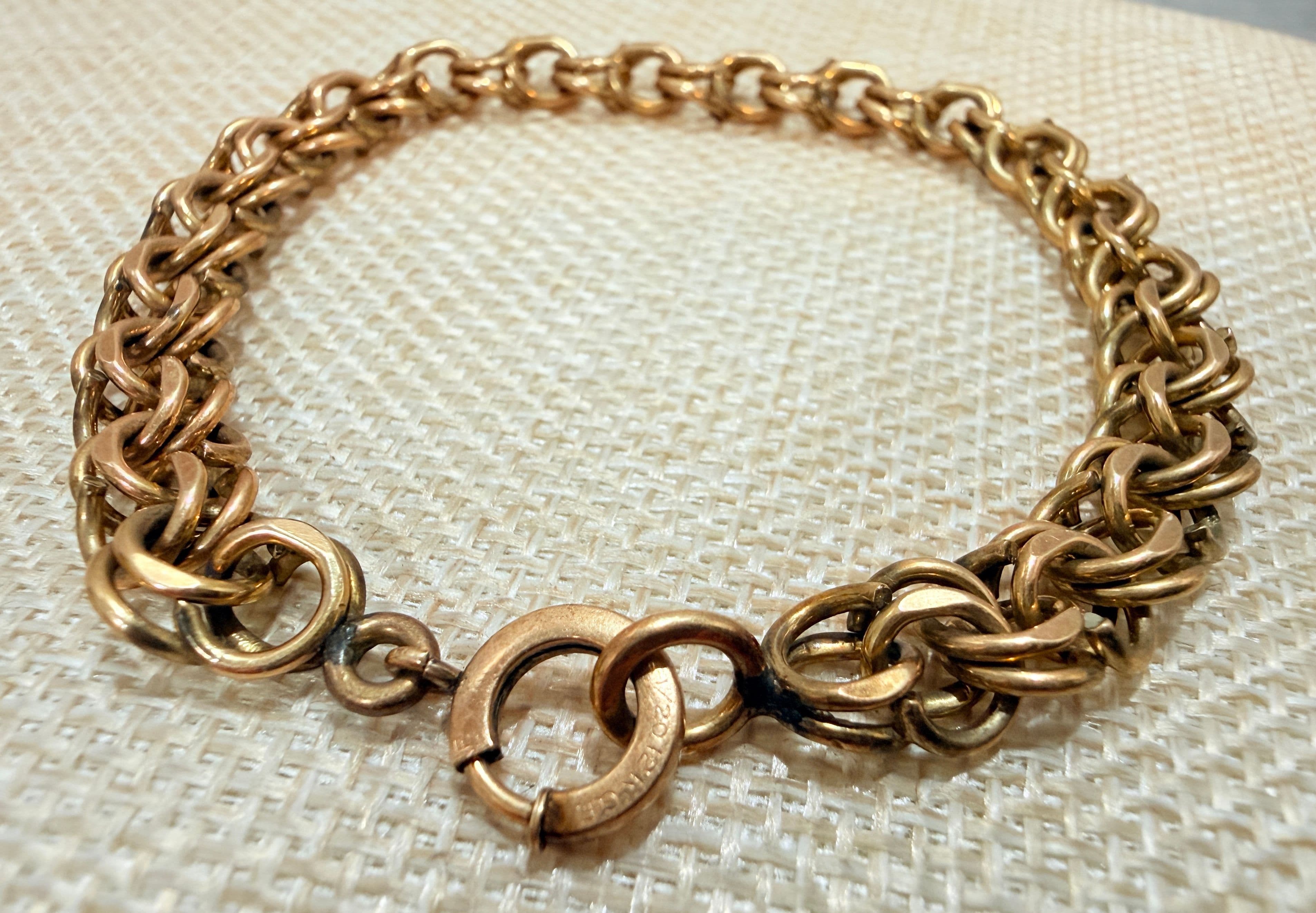 2E. 1940s 12K Gold Filled Double Curb Link Bracelet