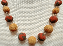 4N. 1940s Unpolished Red & Yellow Sponge Coral Bead Necklace