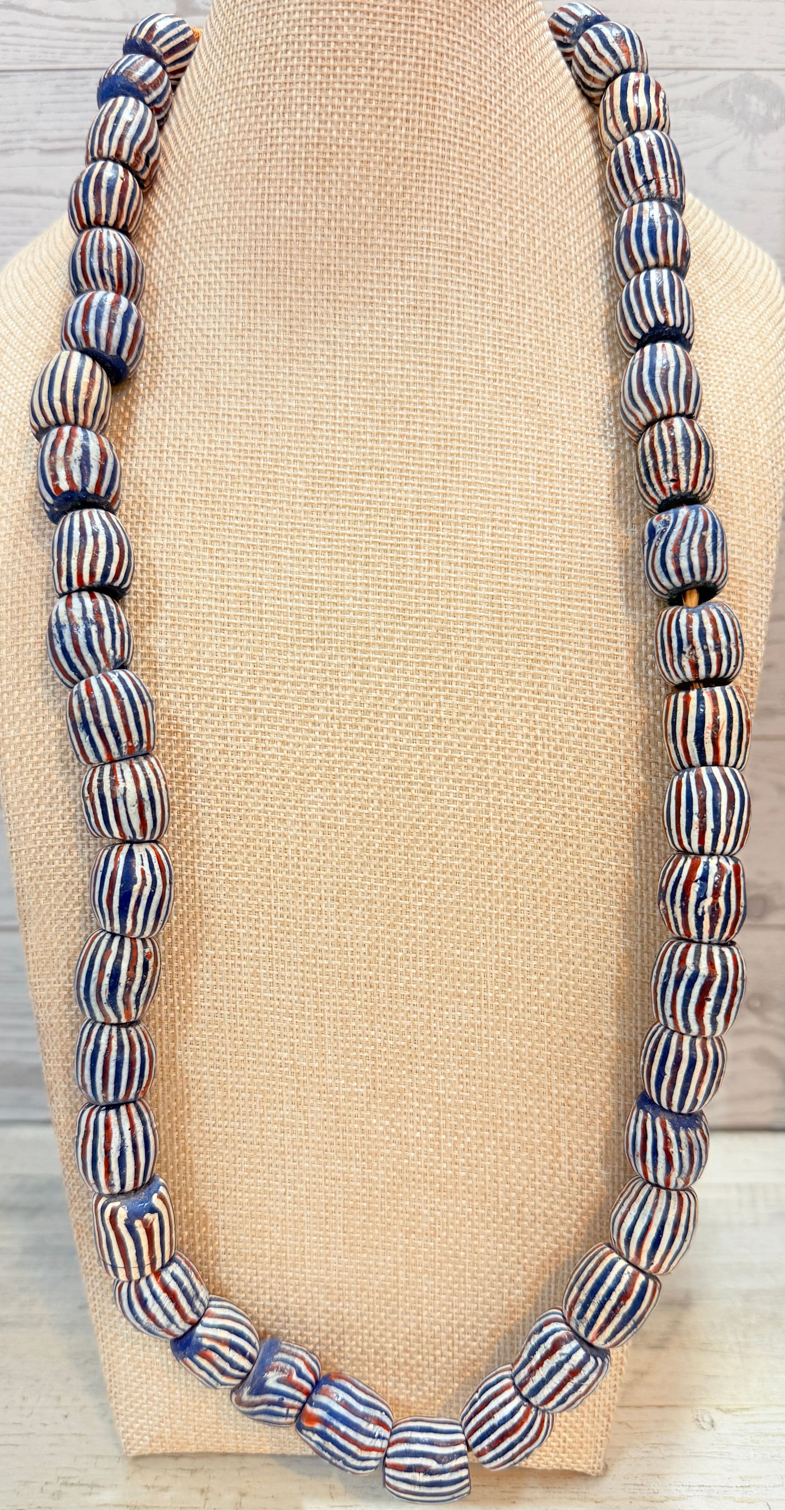 6E. Early 1800s African Trade Beads Necklace