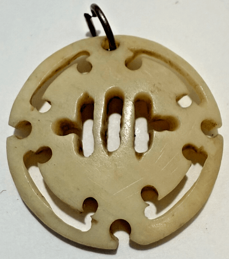 2V. Vintage 1940s Chinese Carved Bovine Bone Necklace Pendant