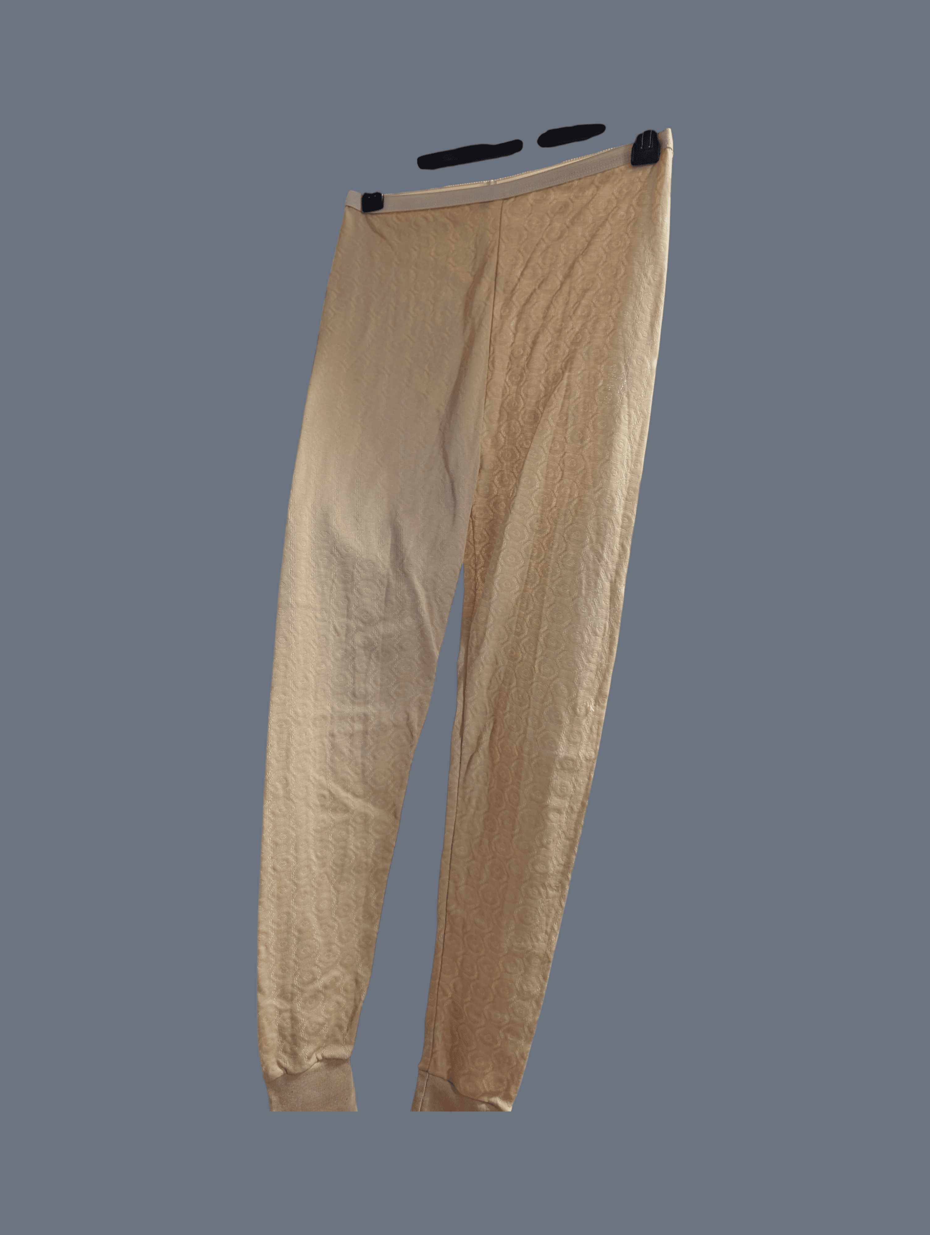 Beige Textured thermal Pants with Elastic Cuffs