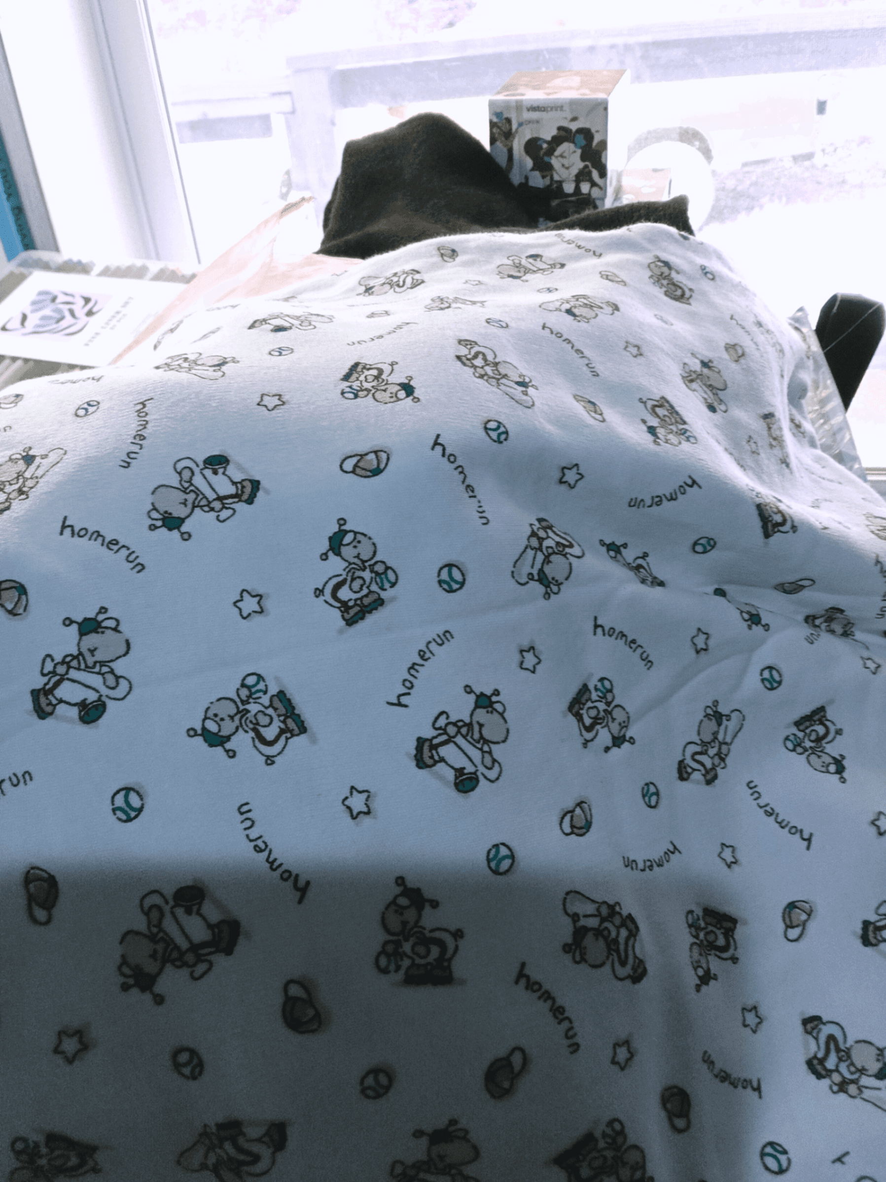 1 1/2 yd x 1 yd baby fabric with turtle baseball on it
