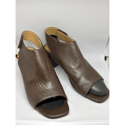 Johnston & Murphy Women's Evelyn Open Toe Bootie Brown Leather Size 9M
