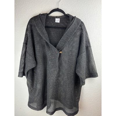 VTG 90s Catalina Black/Gold Mesh Hoodie Top Indie Punk Goth Grunge fairy Witchy