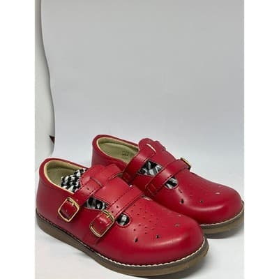 Footmates Danielle Red Leather Mary Jane Double Strap Girls Shoes Size 10 M