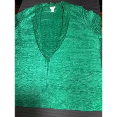 Chico's Green Textured Open Face Lightweight Blazer Size XL (2)