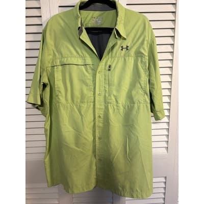 Under Armour Loose Heat Gear Size 2XL Green Fishing shirt