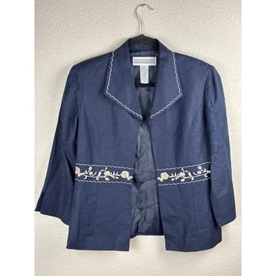 Vtg Jessica Howard Womens Navy Cottage Core Lady Jacket Blazer Size 8