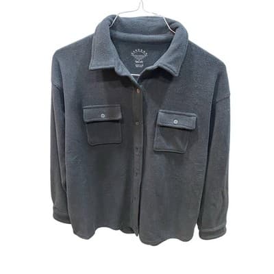 Splendid Sundown Medium RN15741 black fleece button down. Sustainable. Soft!!