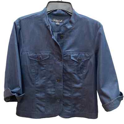 TRIBELLA INDIGO BLUE DENIM SWING JACKET BLAZER Size 10