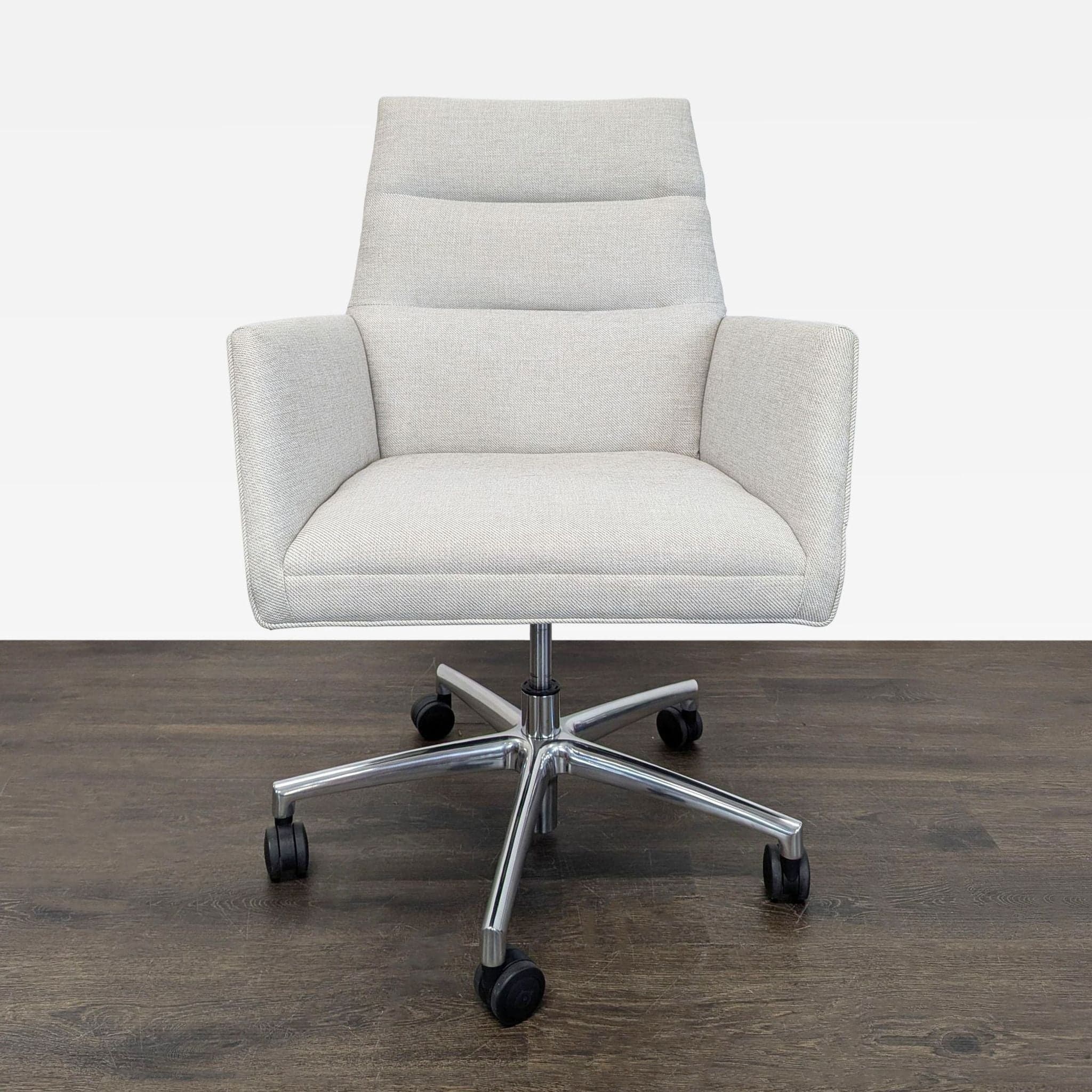 Room & Board Tenley Modern Office Chair with Light Gray Upholstery and Chrome Base