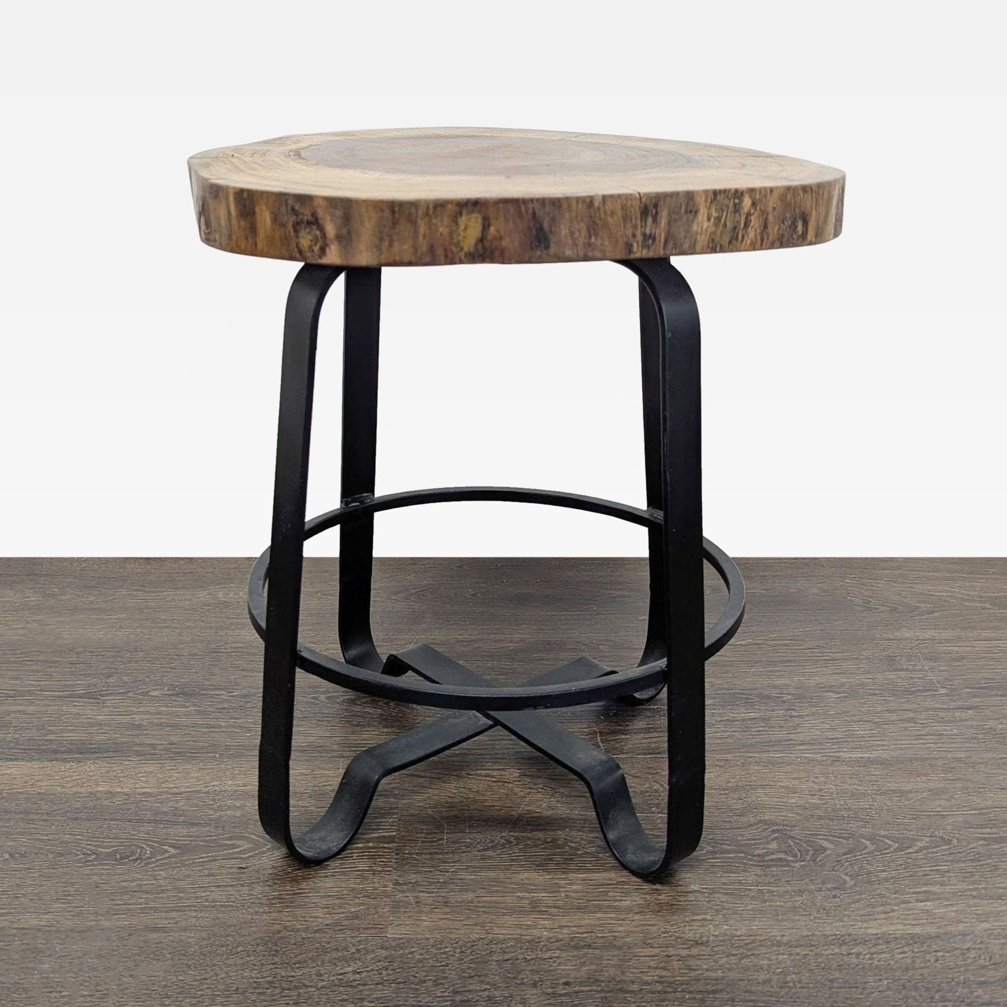 Metal Side Table with Live Edge Top