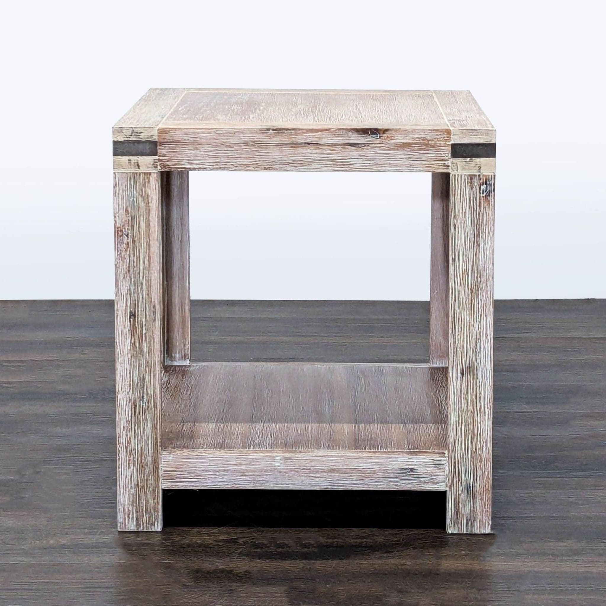 Terrace Living Company Rustic Wood End Table with Open Shelf