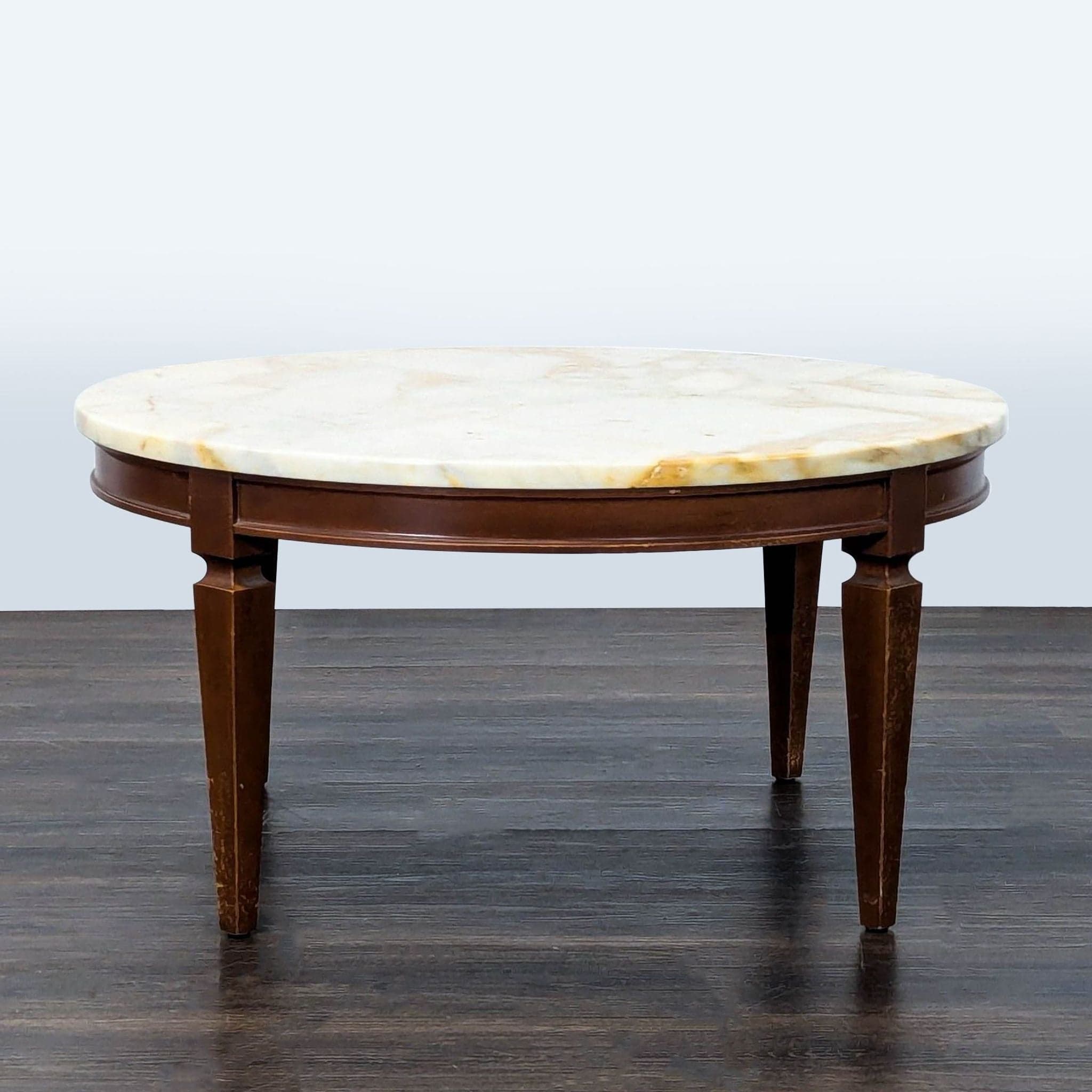 Vintage Wood Coffee Table with Marble Top