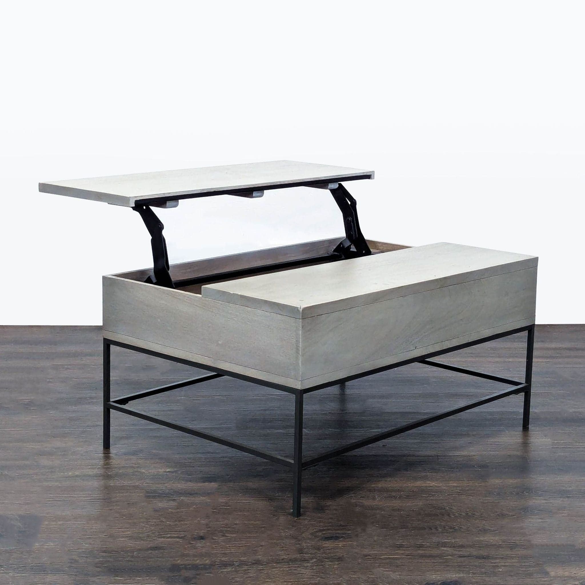 West Elm Industrial Solid Wood Storage Pop-Up Coffee Table