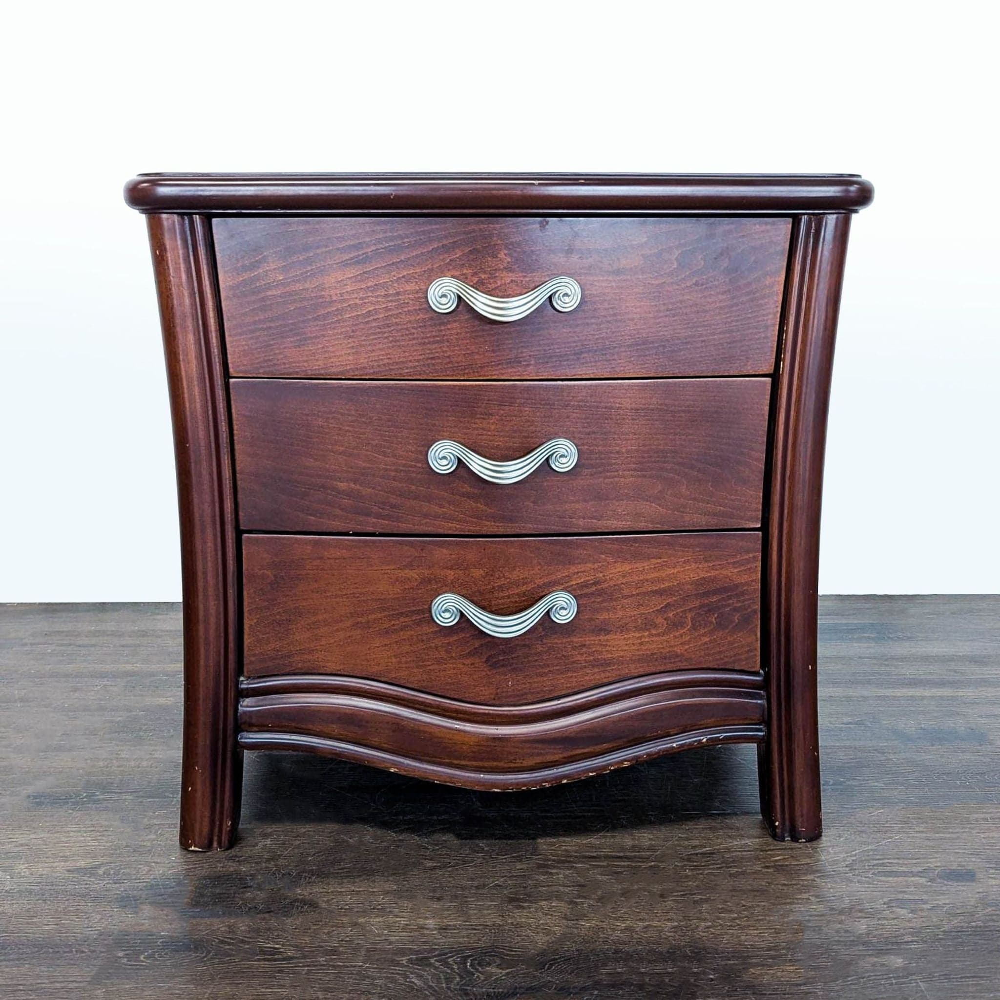 Wood Nightstand with Metal Hardware