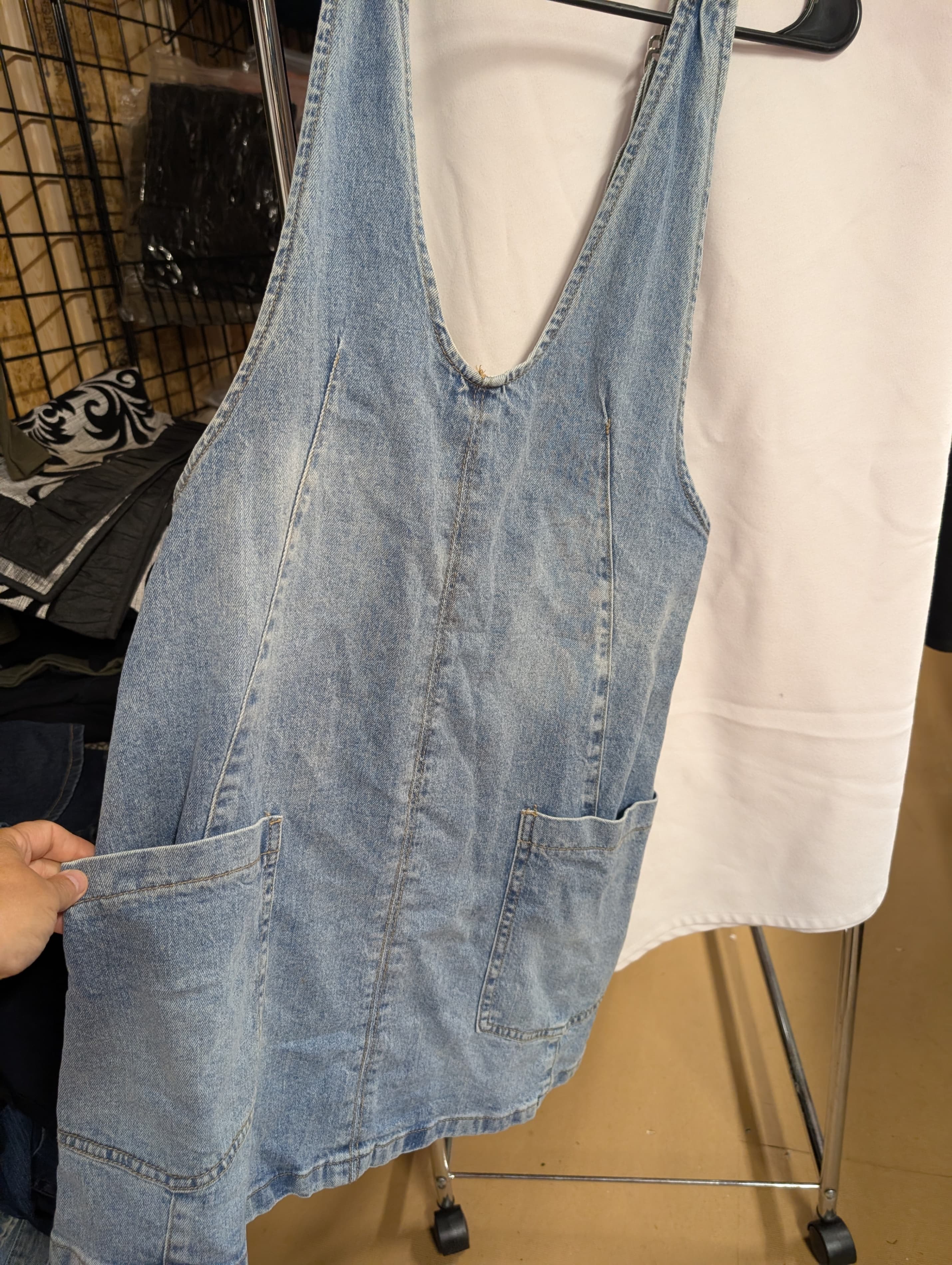 Denim Sleeveless Dress with Pockets