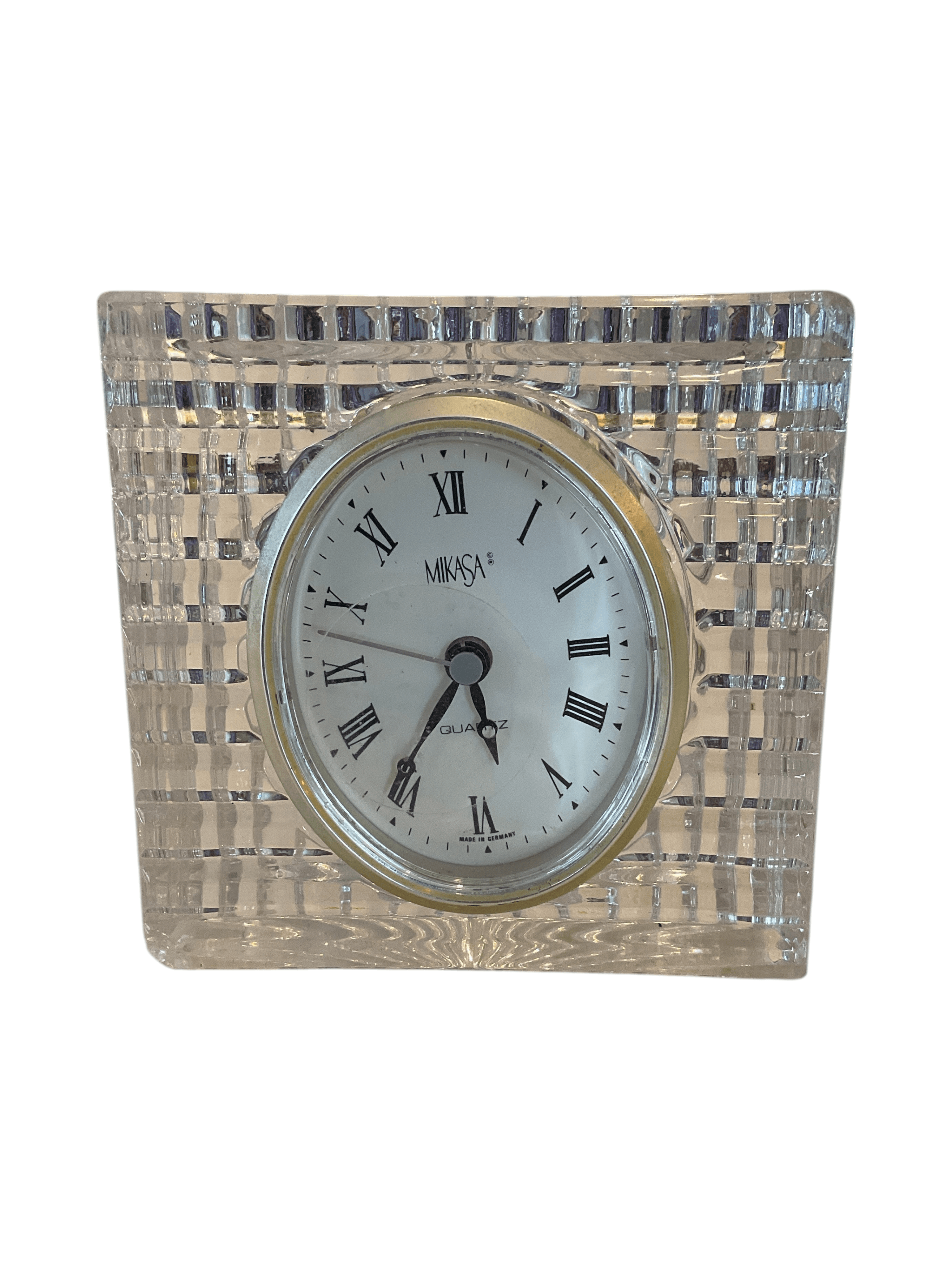 Mikasa Crystal Desk Clock with Roman Numerals