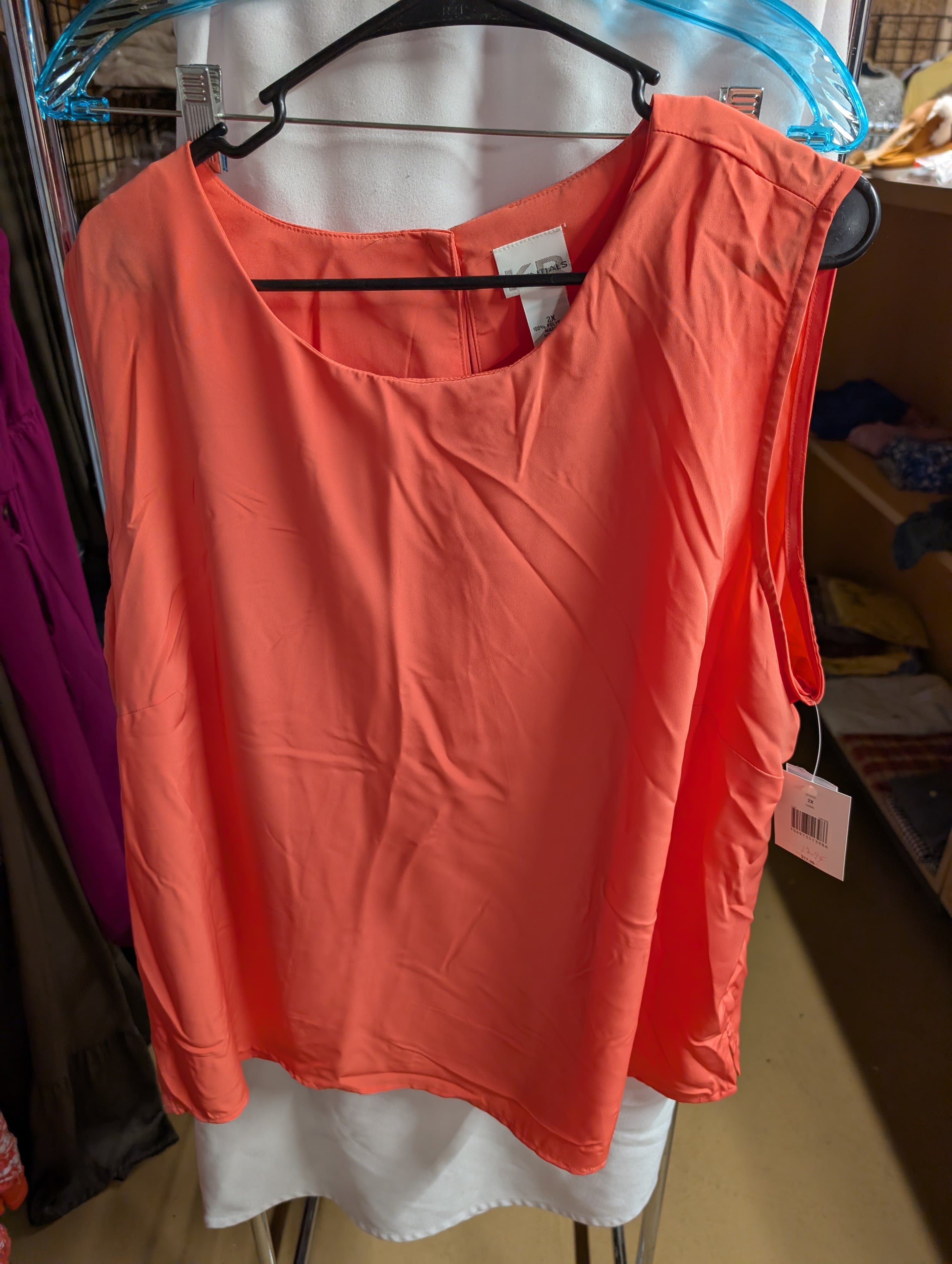 Coral Sleeveless Blouse 2X