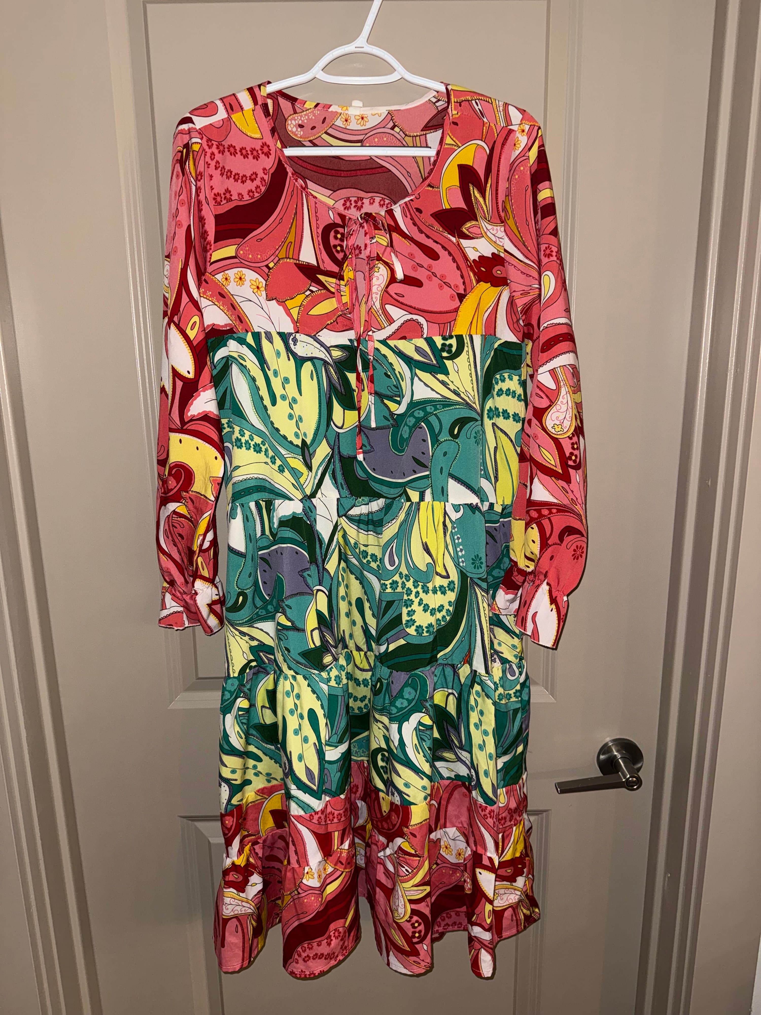 SHEIN Colorful Long-Sleeve Boho Dress