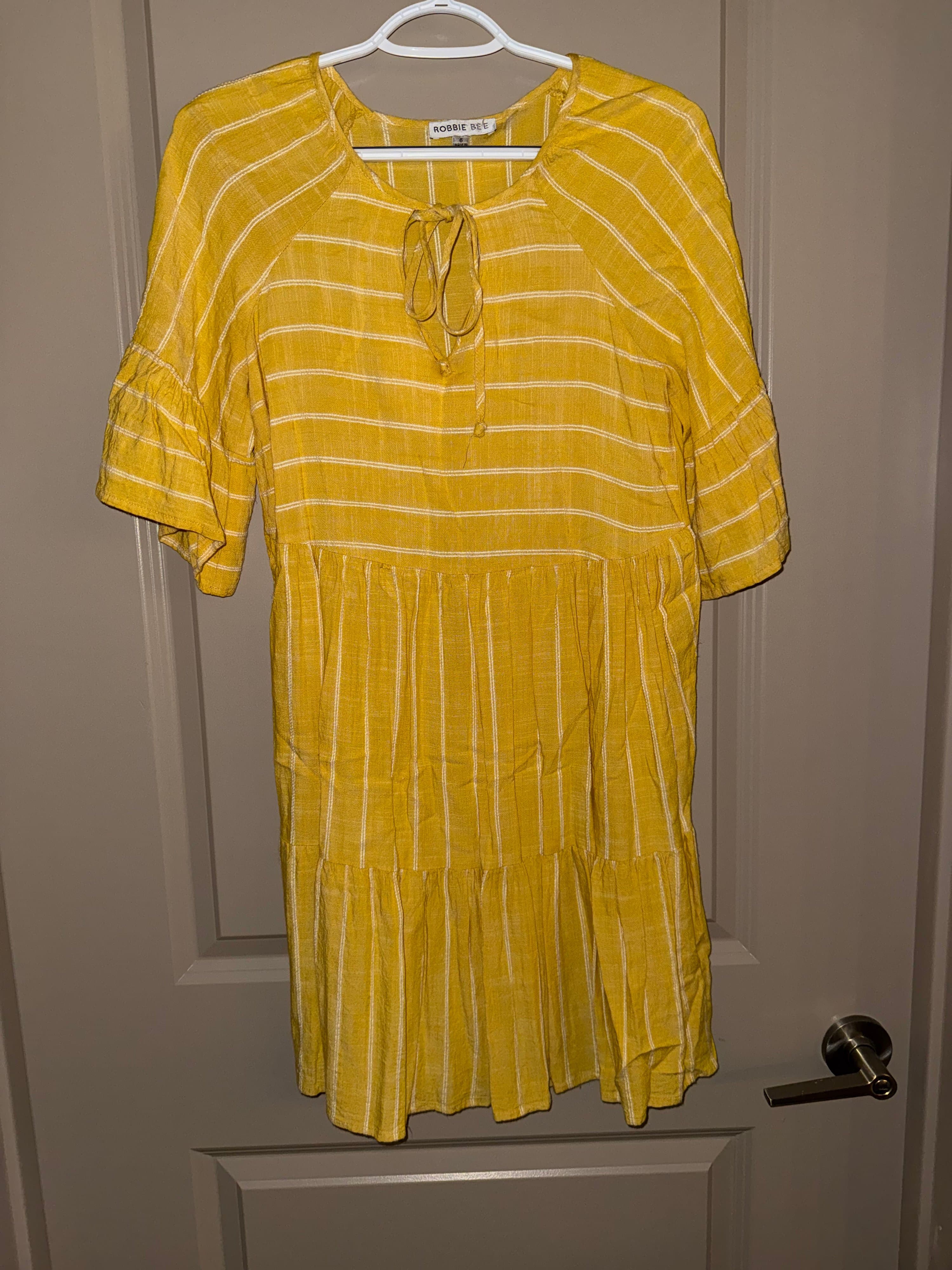 Robbie Bee Yellow Striped Midi Dress Size 6