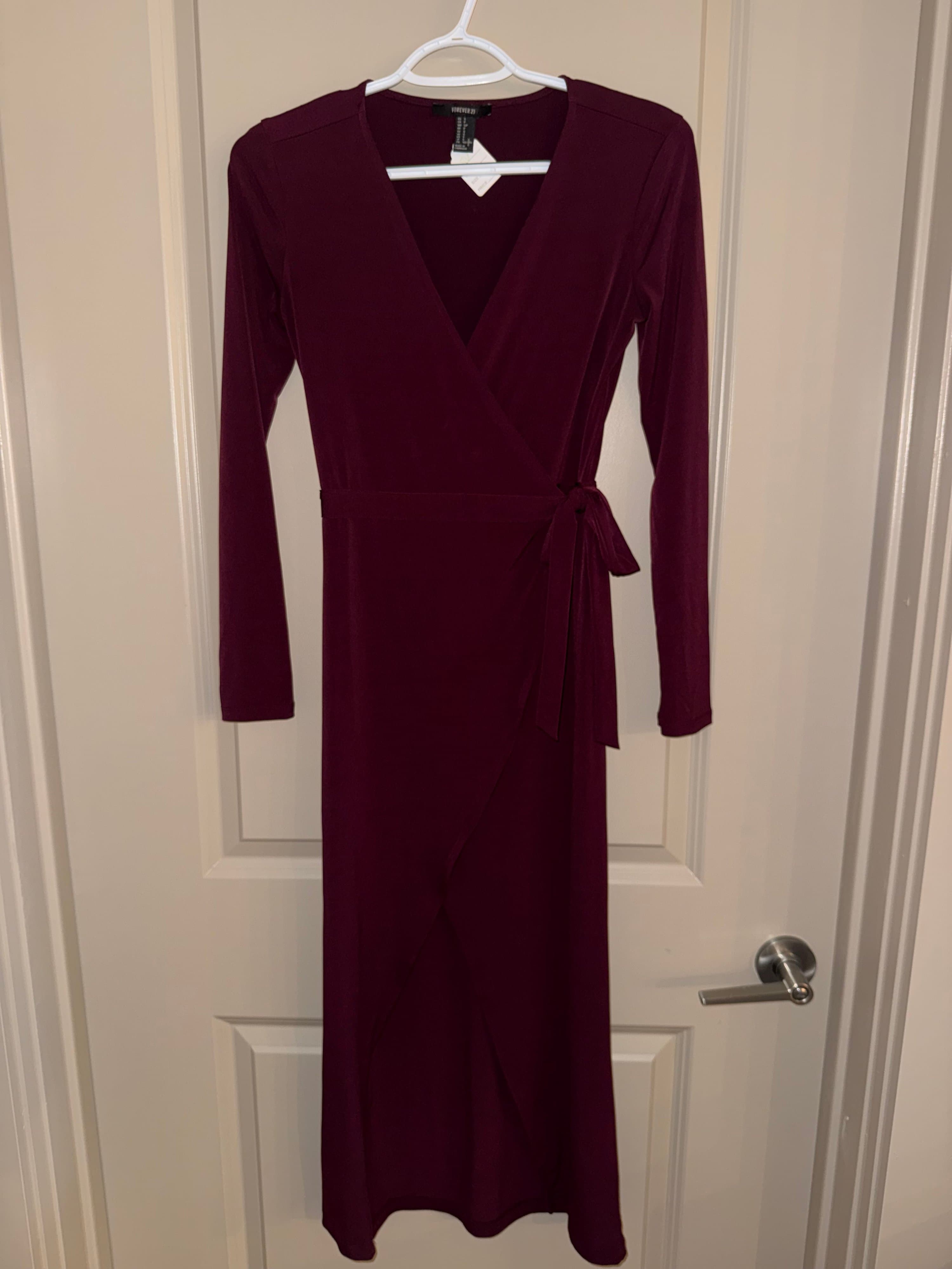 Forever 21 Burgundy Wrap Dress Long Sleeve
