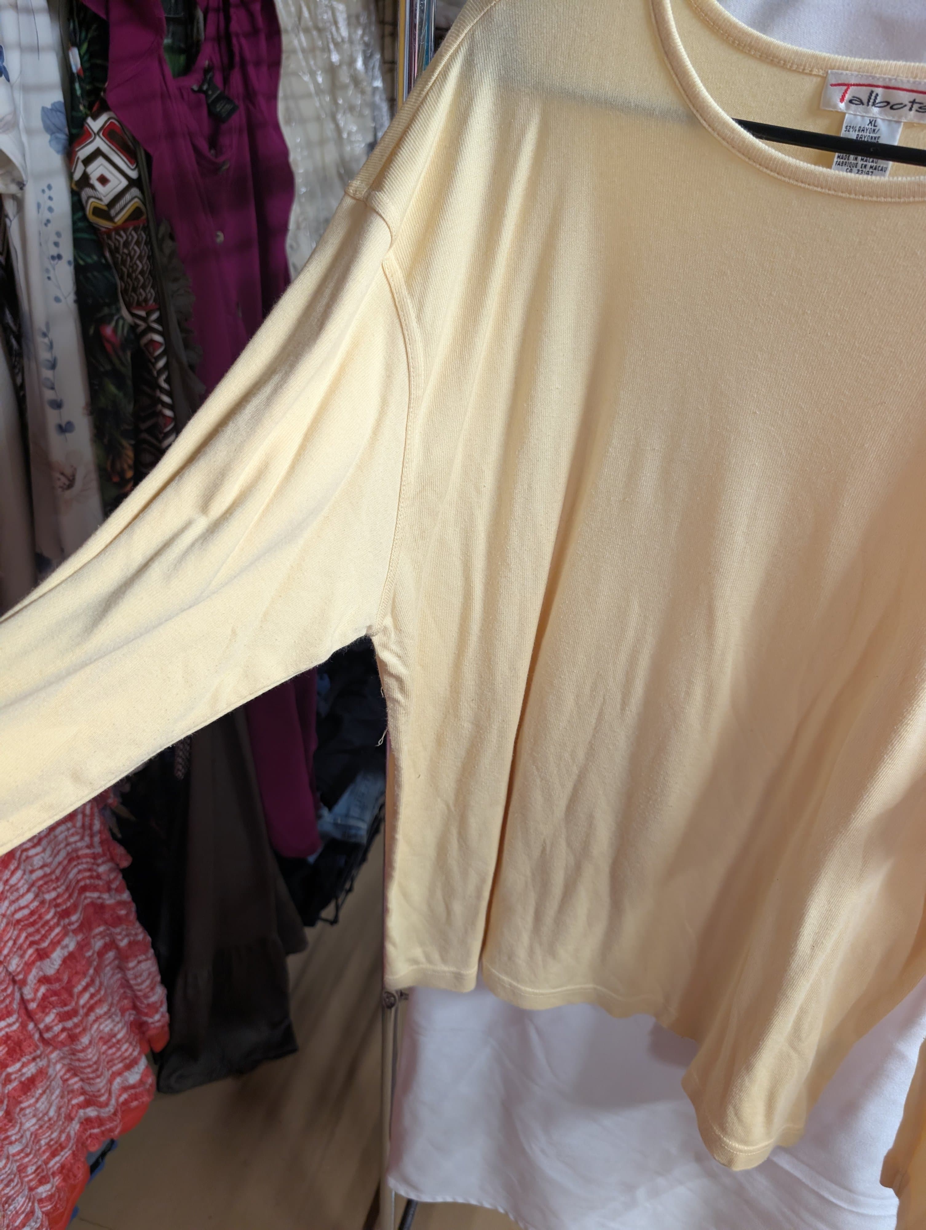 Talbots XL Long Sleeve Top Rayon Cotton Blend