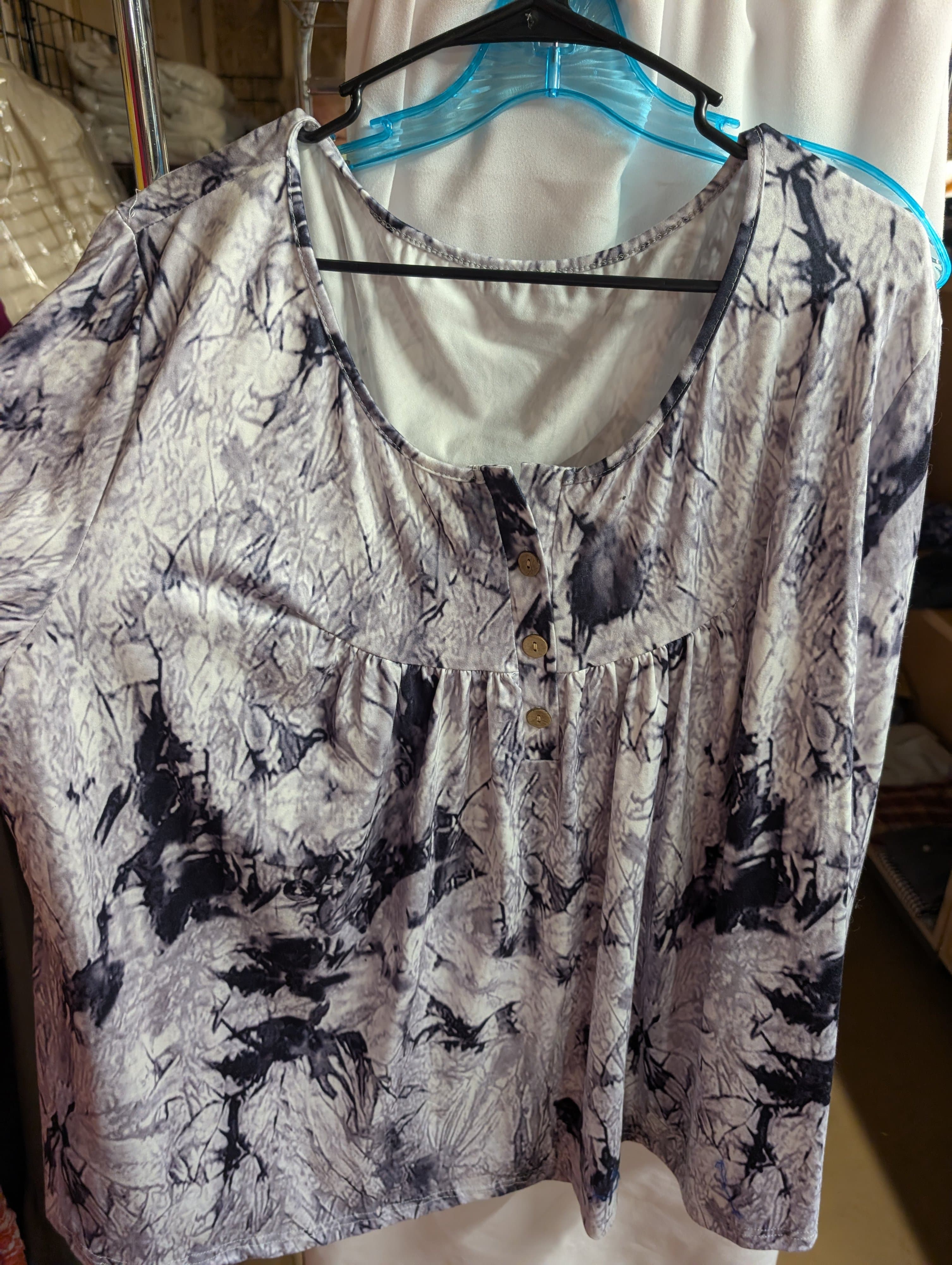 Plus Size 5XL Abstract Print Top long sleeves
