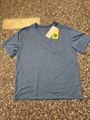 All in Motion Boys M (8) Mesh Tee Heathered Blue Short Sleeve Pocket T-Shirt NEW