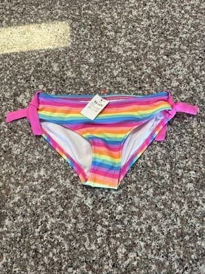 NWT CAT & JACK Youth Girl's Aqua Multi Stripe Bikini Bottoms Size XS (4/5)
