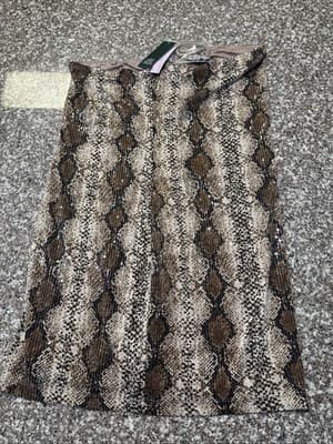 Wild Fable Snake Print Sequin Midi Skirt XL | Brown Animal Print | New Tags