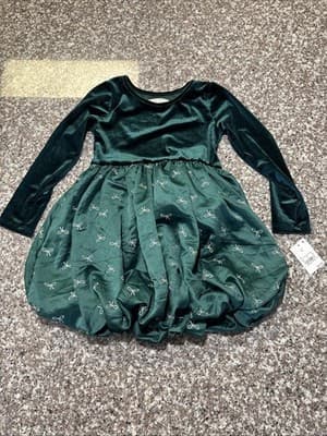 Audrey Camille Kids Long Sleeve Tiny Bows Tutu Dress Green Size 4T New W/ Tags
