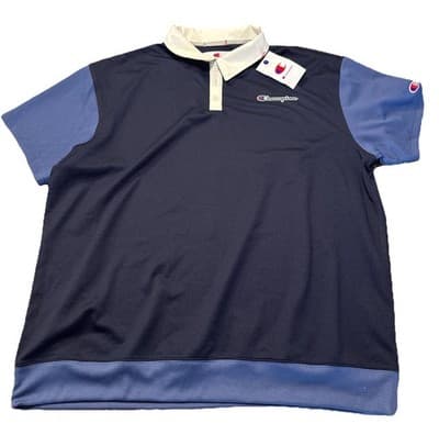 NWT Champion Arena Polo Mens XXL Navy Blue Colorblock Mesh Golf Tennis Shirt