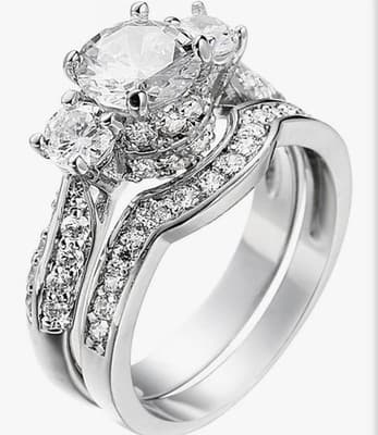 Wedding Band Engagement Ring Set for Women Round White AAA CZ Size 7