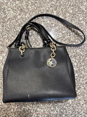 Michael Kors Black Classic Lined Detachable Double Handle Satchel Bag