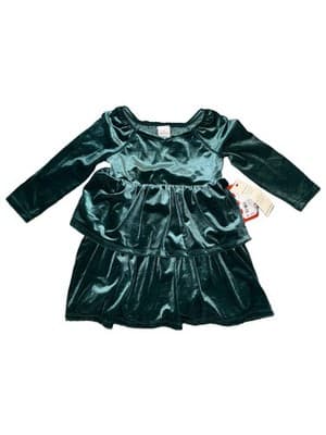 Cat & Jack - Dress Green Velvet Long Sleeve Bow Toddler 2T- New with Tags