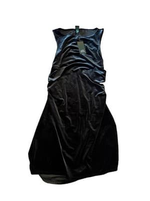 Wild Fable Black Velvet Ruched Sleeveless Mini Dress Size Medium - New with Tags