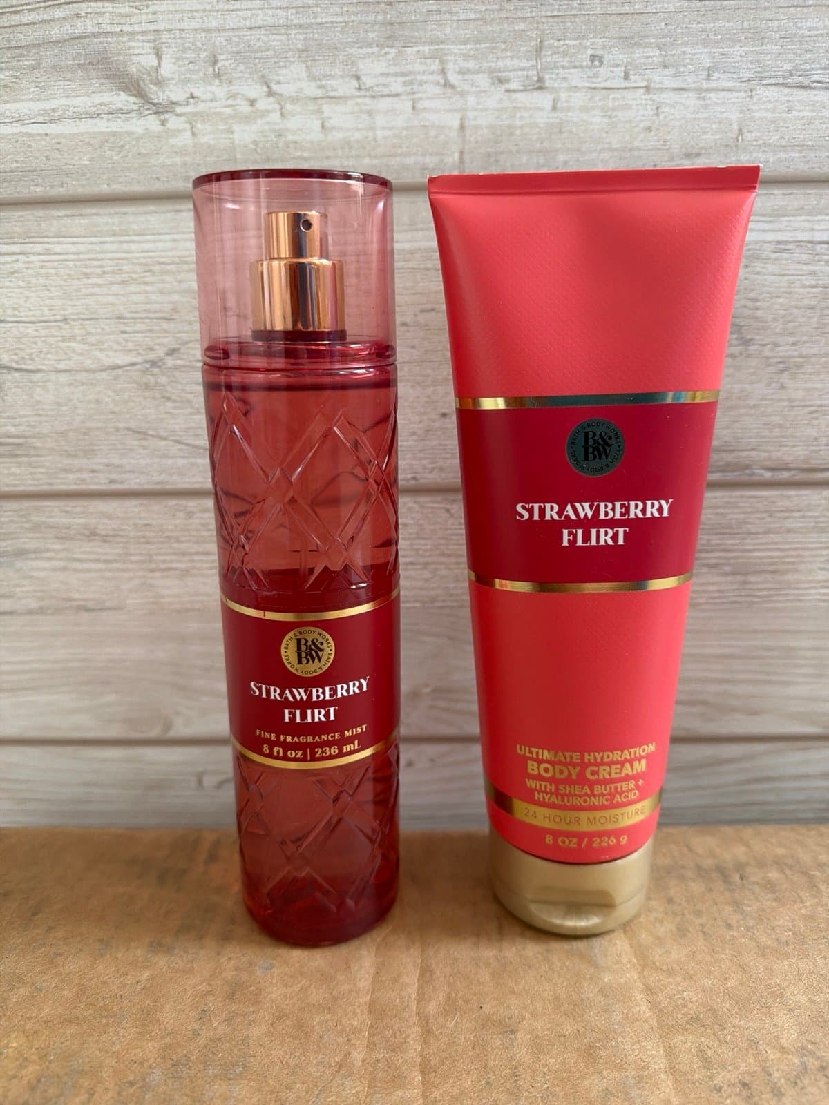 Bath and Body Works Strawberry Flirt Cream lotion Fine Fragrance Mist