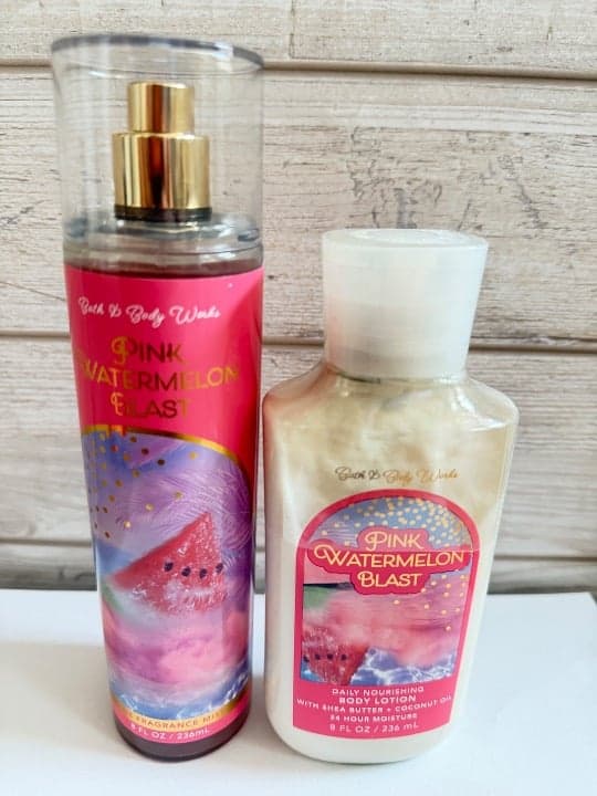 Bath and Body Works Pink Watermelon Blast Set 2 NEW Lotion Fine Fragrance Mist