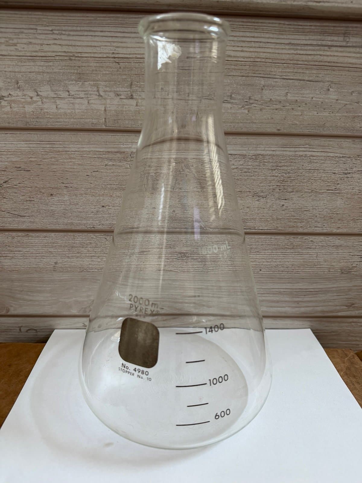 Pyrex 2000 mL Erlenmeyer Flask Beaker No 4980 Stopper no 10
