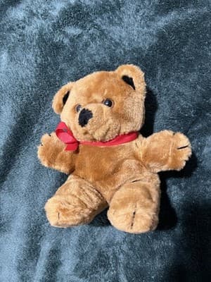 Vintage Henco Plush Brown Teddy Bear Toy 10" Stuffed Animal w/ Red Bow
