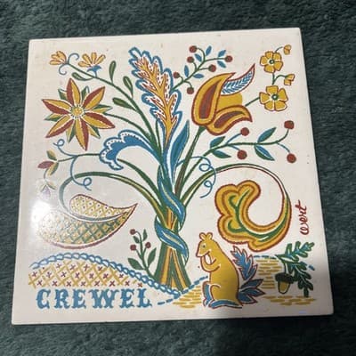 Berggren Trayner Originals Swedish Floral Folk Art Tile Var Sa God 1963 6x6 in