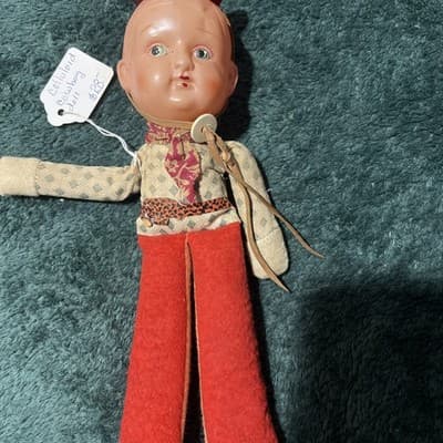 Vintage Knickerbocker 6.5 Celluloid Cowboy Doll 10 Inches