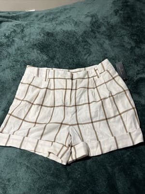 Worthington Women's Windy Plaid Size 14 Shorts Bermuda Mid Rise