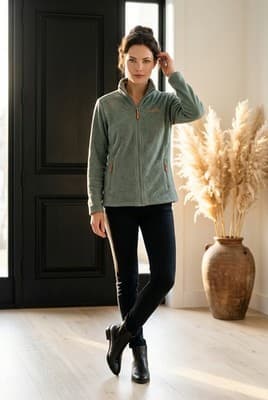 Columbia Women’s Benton Springs Green Fleece Full Zip Up Jacket Size M