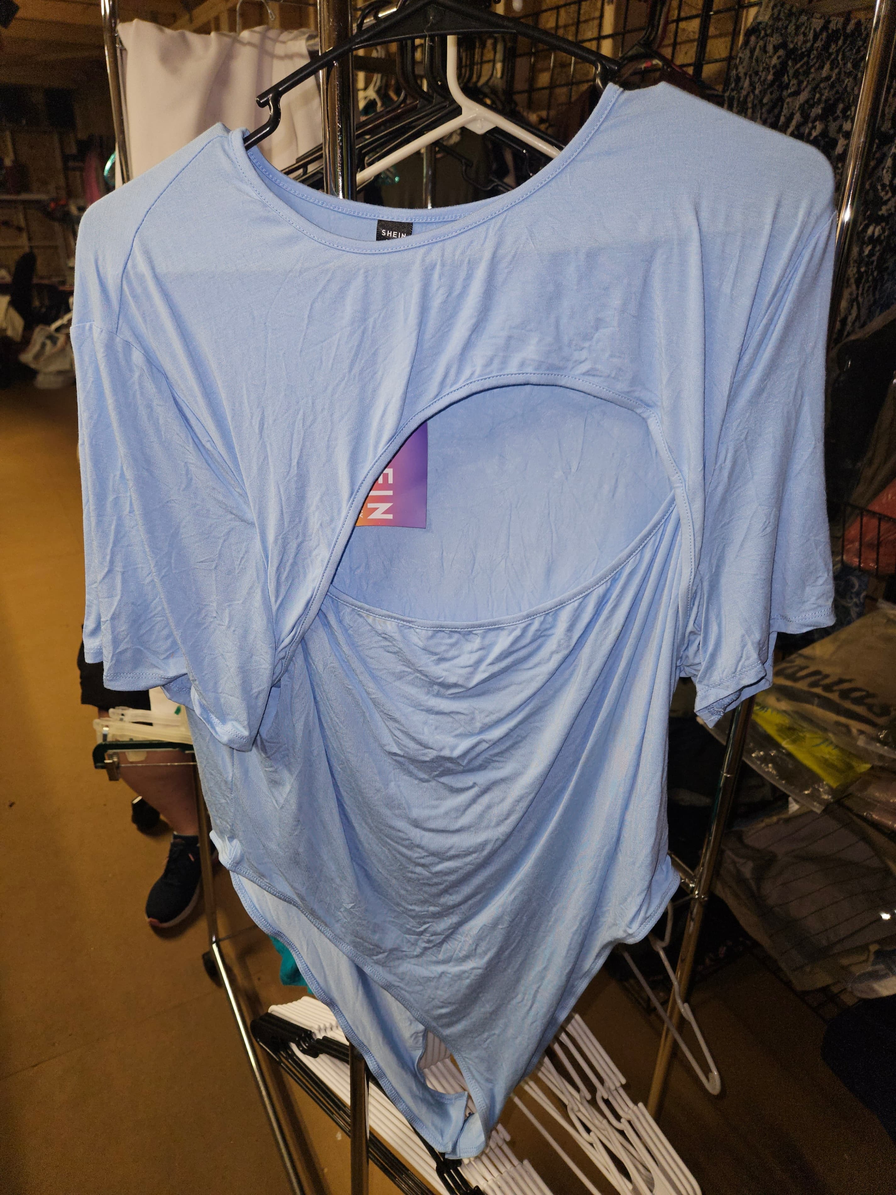 SHEIN Light Blue Cut-Out Bodysuit 4xl