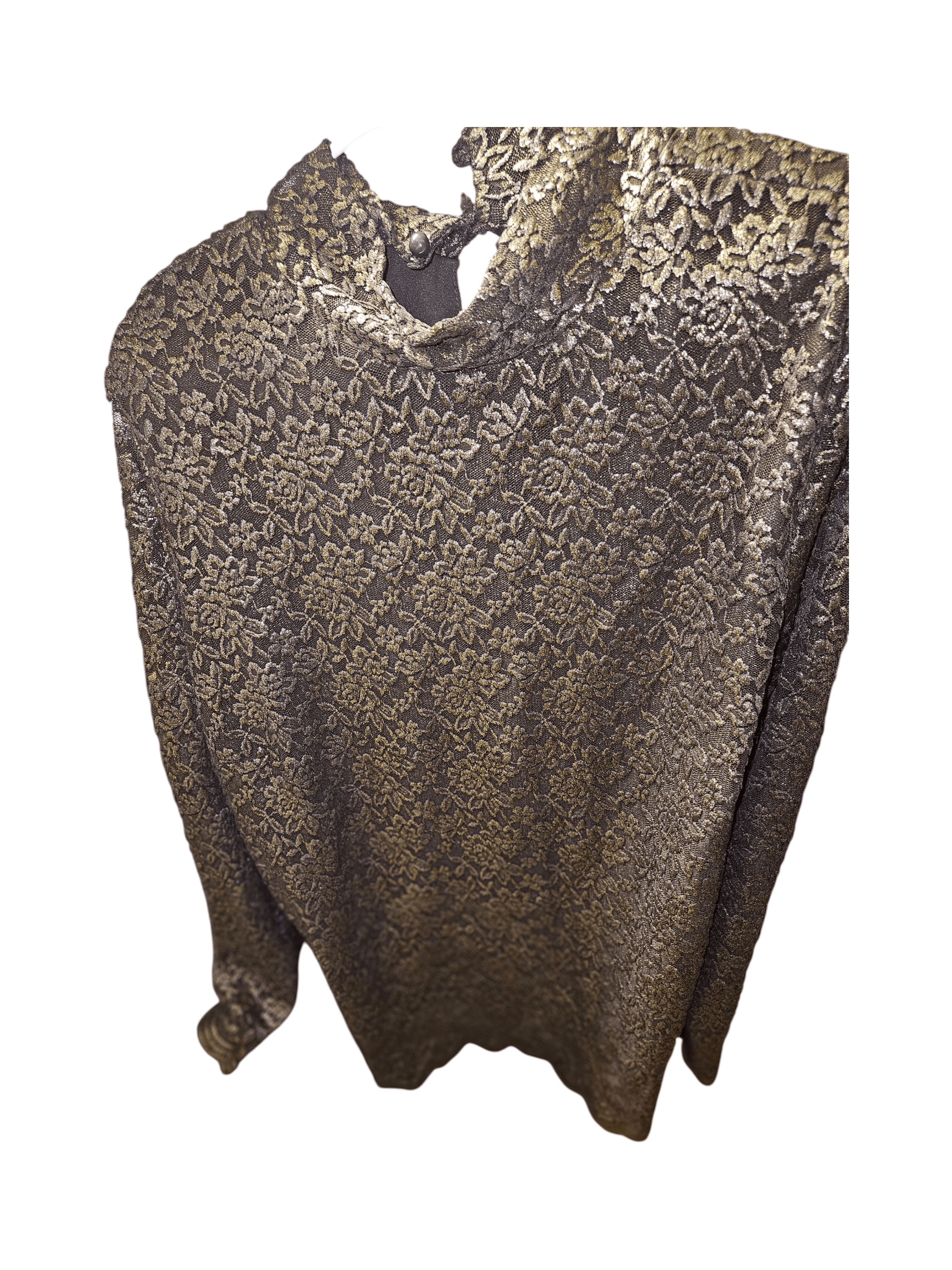 Gold Floral Lace Long Sleeve Top 3 XL