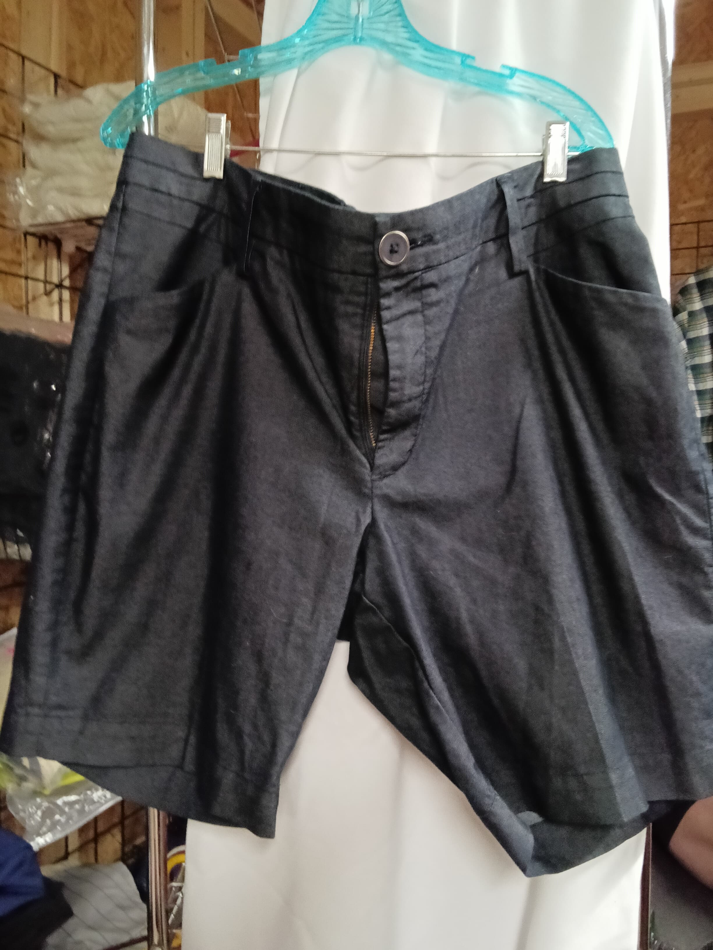 Lady's Dark Gray Shorts with Button Closure